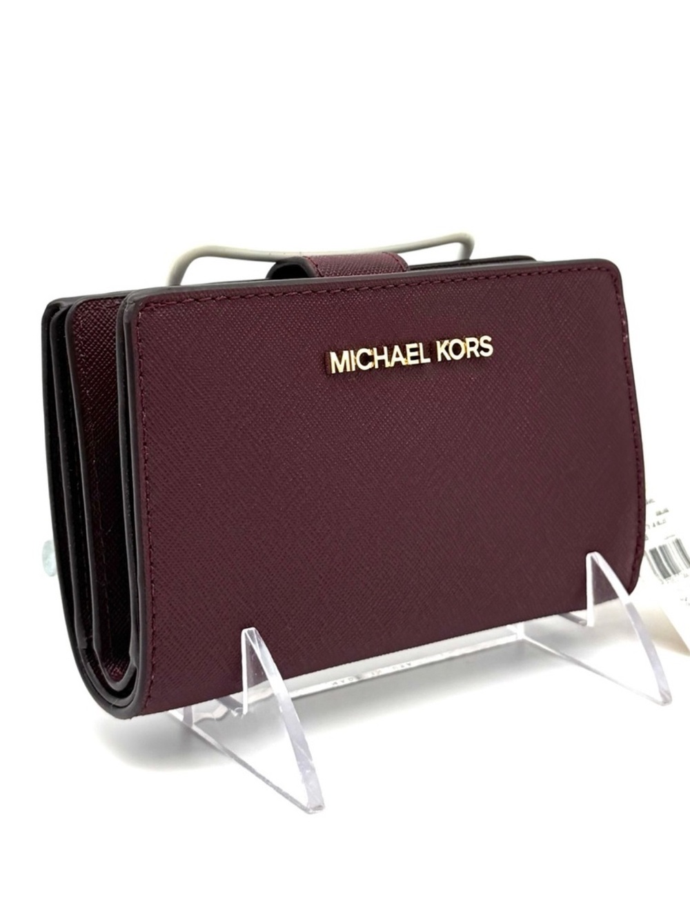 Michael Kors Medium Bifold Zip Chain Wallet Ox Blood